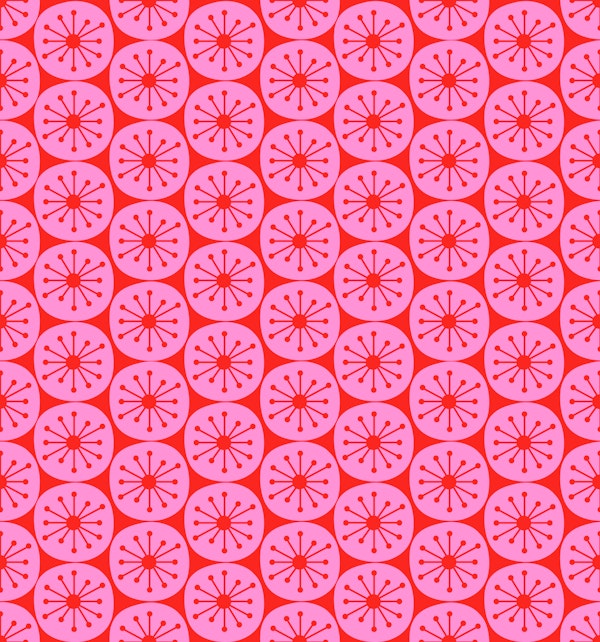 Mid Century Modern Atomic Dots Red and Pink
