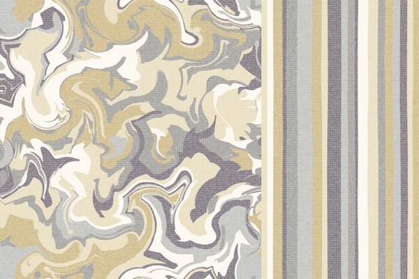 Vintage Stripes and Marble Ochre Grey