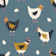 Countryside farm chicken blue
