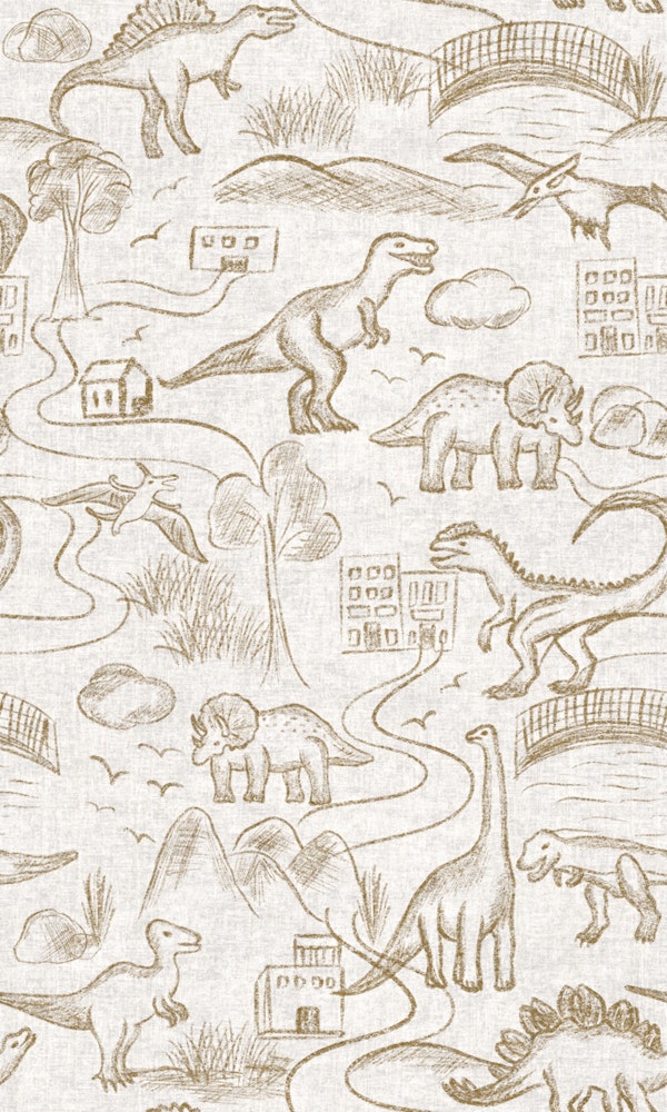 Rustic Sketchy Dinosaur Adventure Beige
