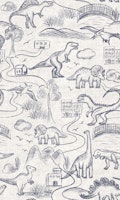 Rustic Sketchy Dinosaur Adventure Navy Blue papiers peint