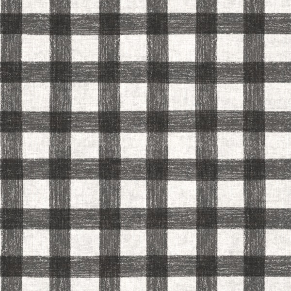 Minimal Plaid Gingham Linen look Grey white