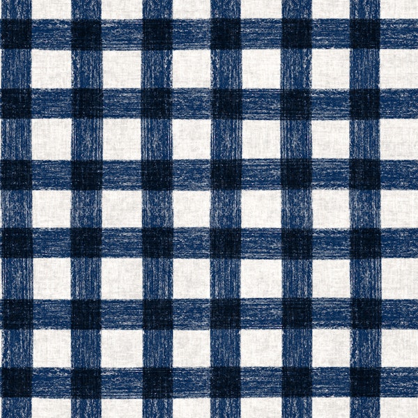 Minimal Plaid Gingham Linen look Blue white