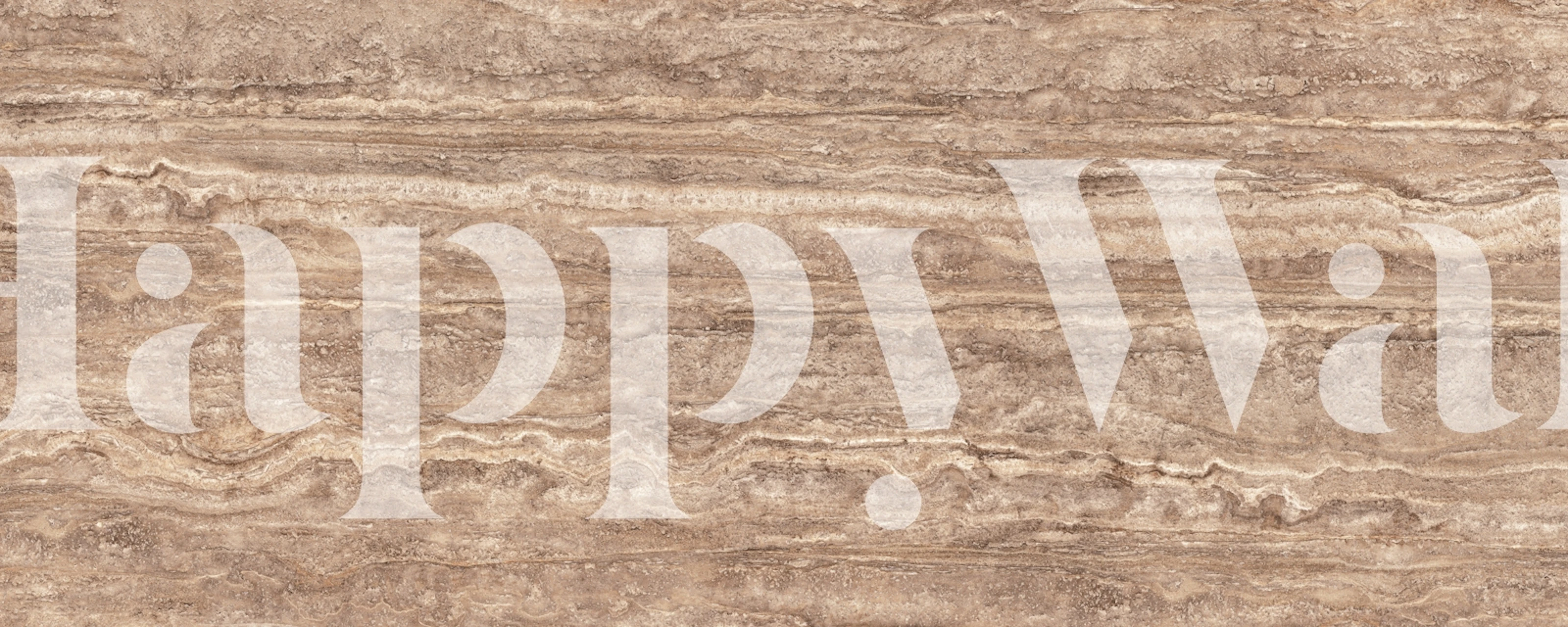 Striped brown and tan travertine stone pattern wallpaper