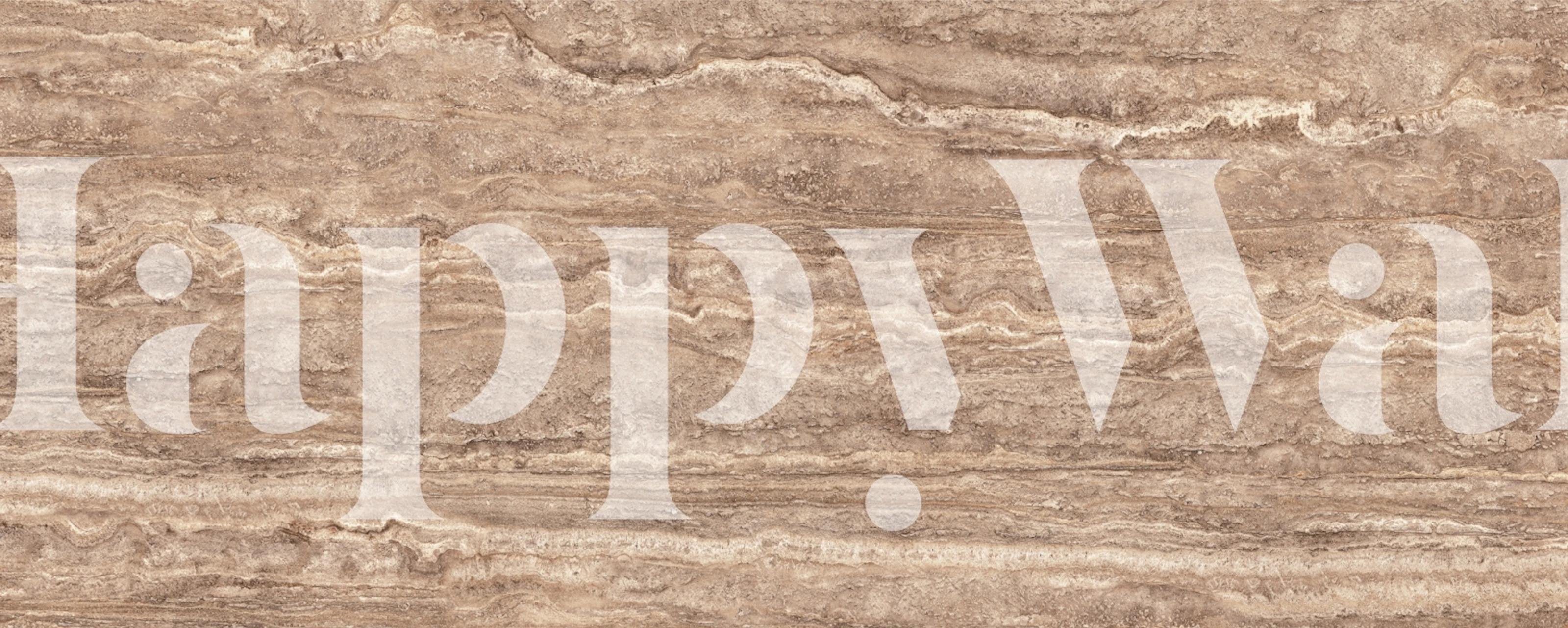 Warm Beige Travertine Horizon-Tapete, präsentiert in einem Raum