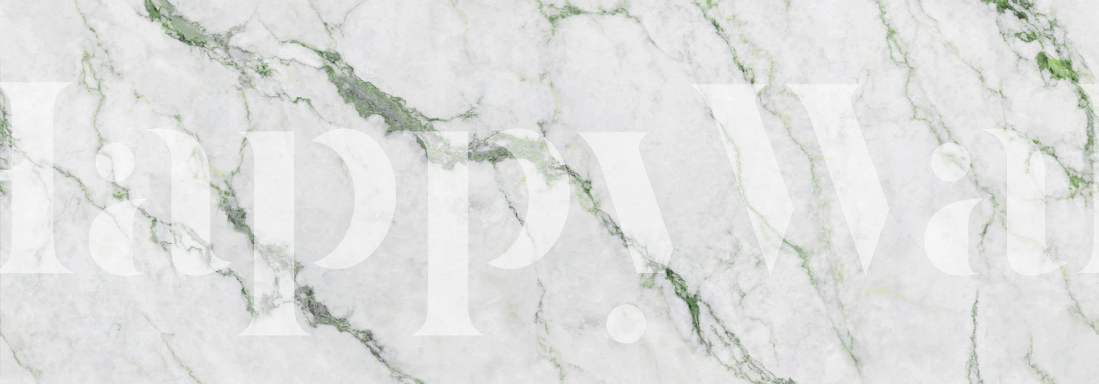 White marble wallpaper with soft green quartz veins