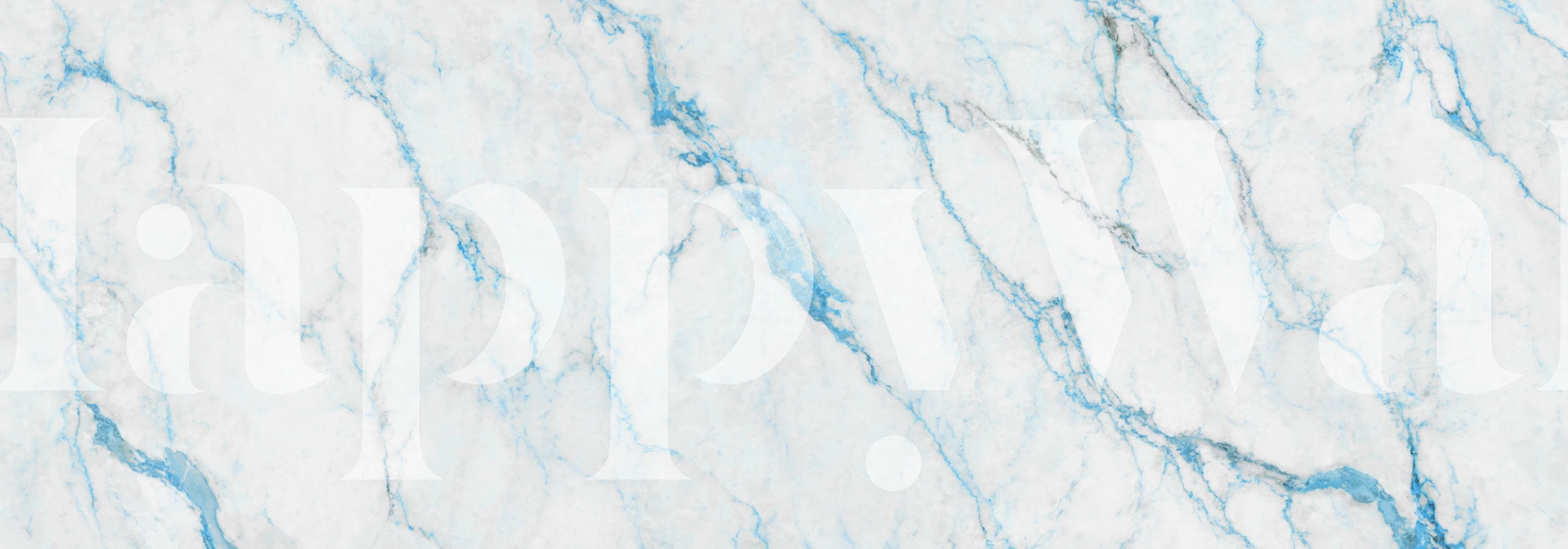 Blue veined marble pattern wallpaper with white background