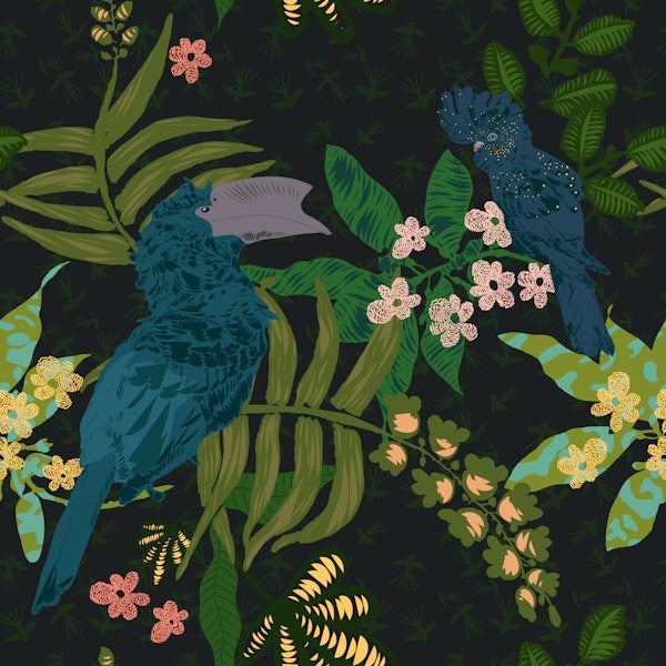 Dark feathers in green