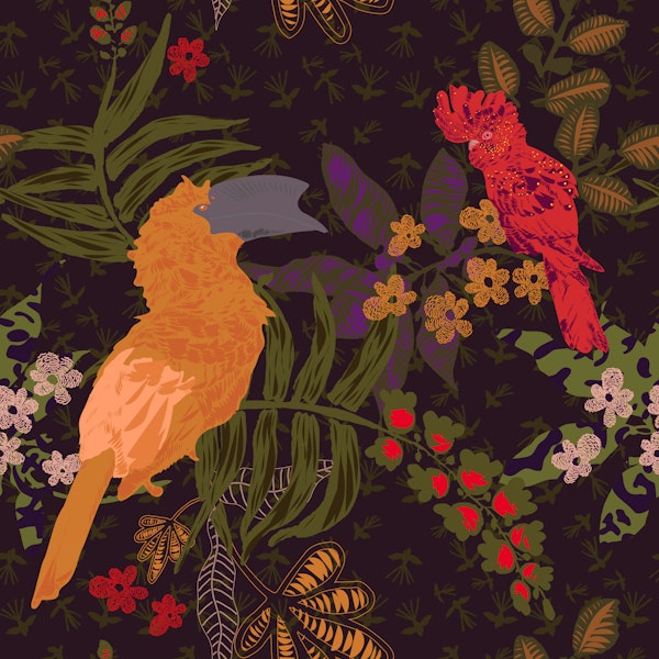 Dark feathers in red