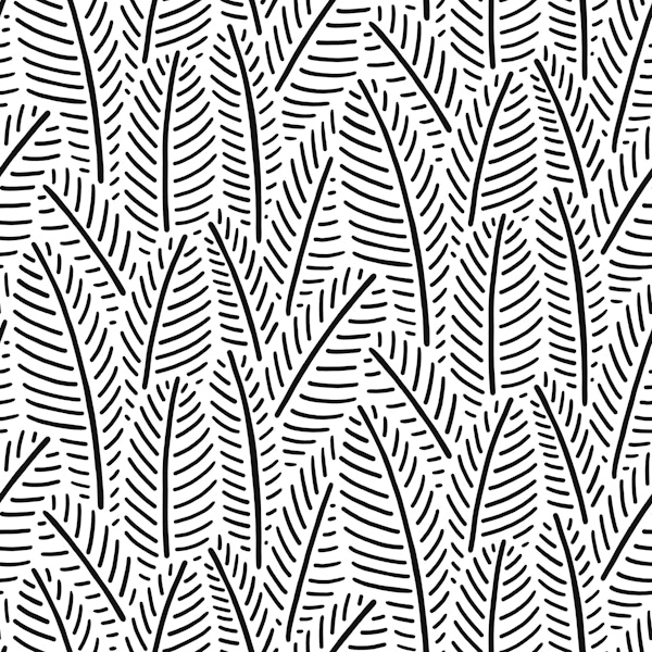 Herringbone Leaves - Black and White