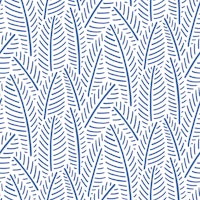Herringbone Leaves - Cobalt Blue and White tapeta
