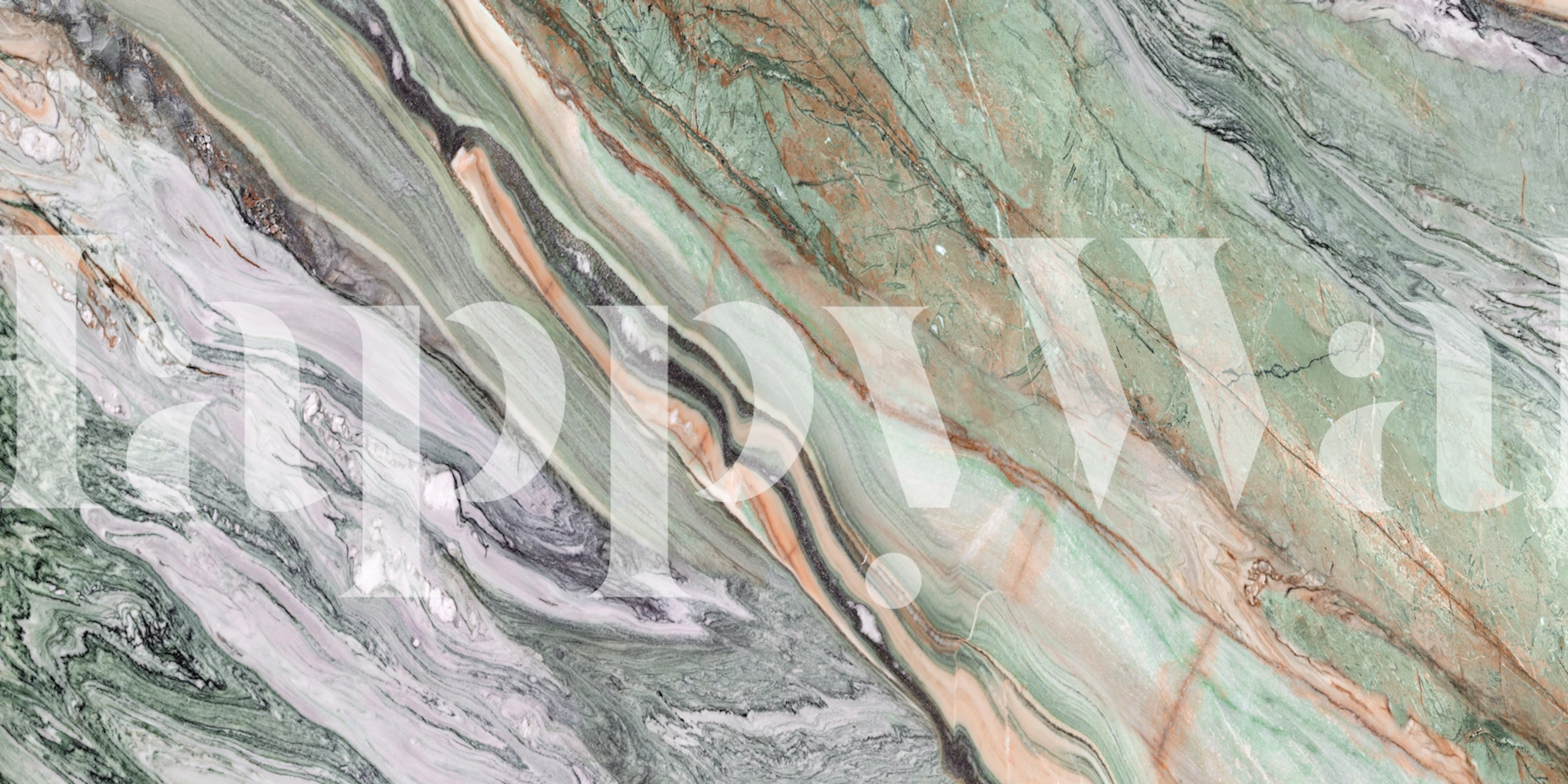 Green and white swirling marble design wallpaper