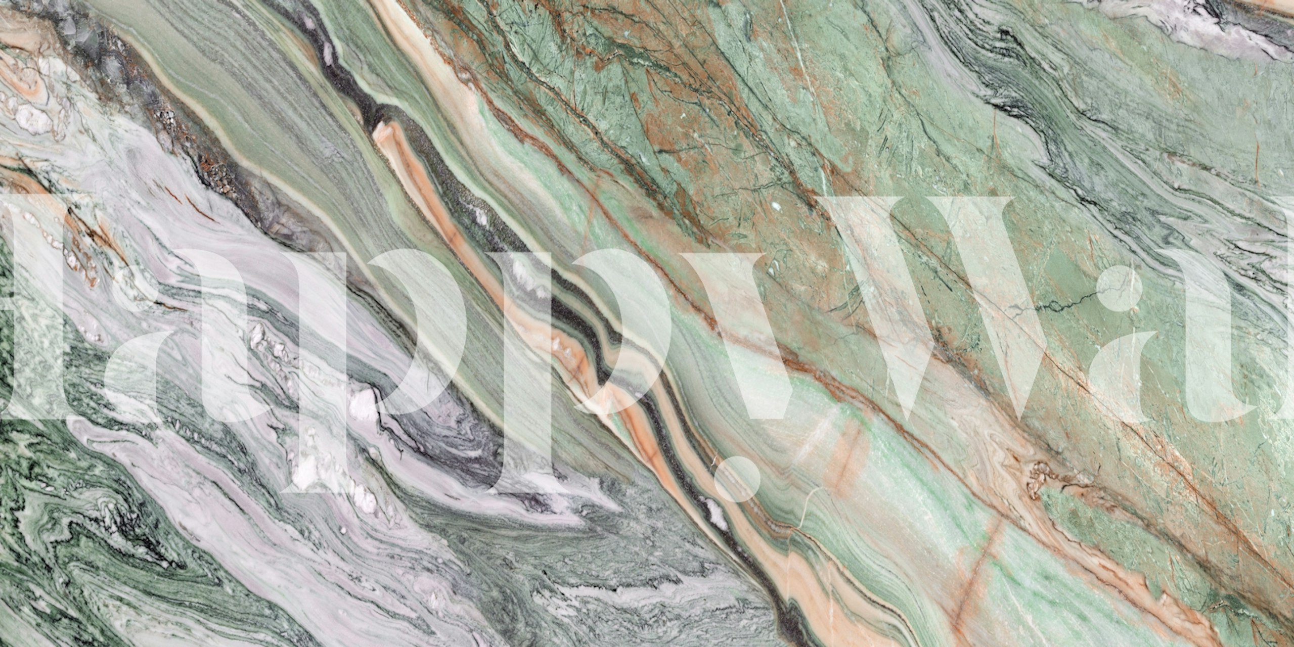 Abstract Green Marble Waves wallpaper in a room