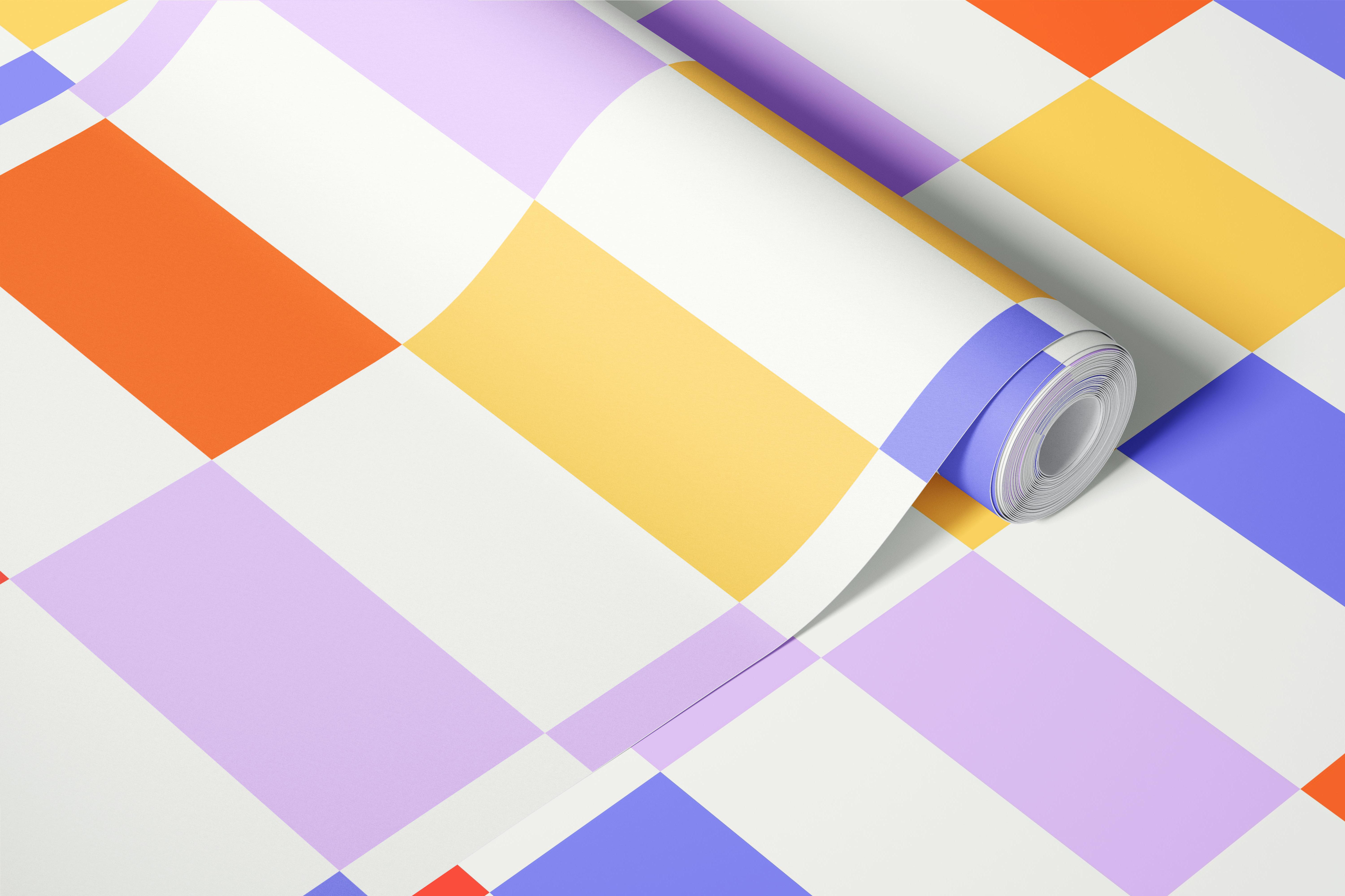 Colorful checkered wallpaper em um quarto iluminado