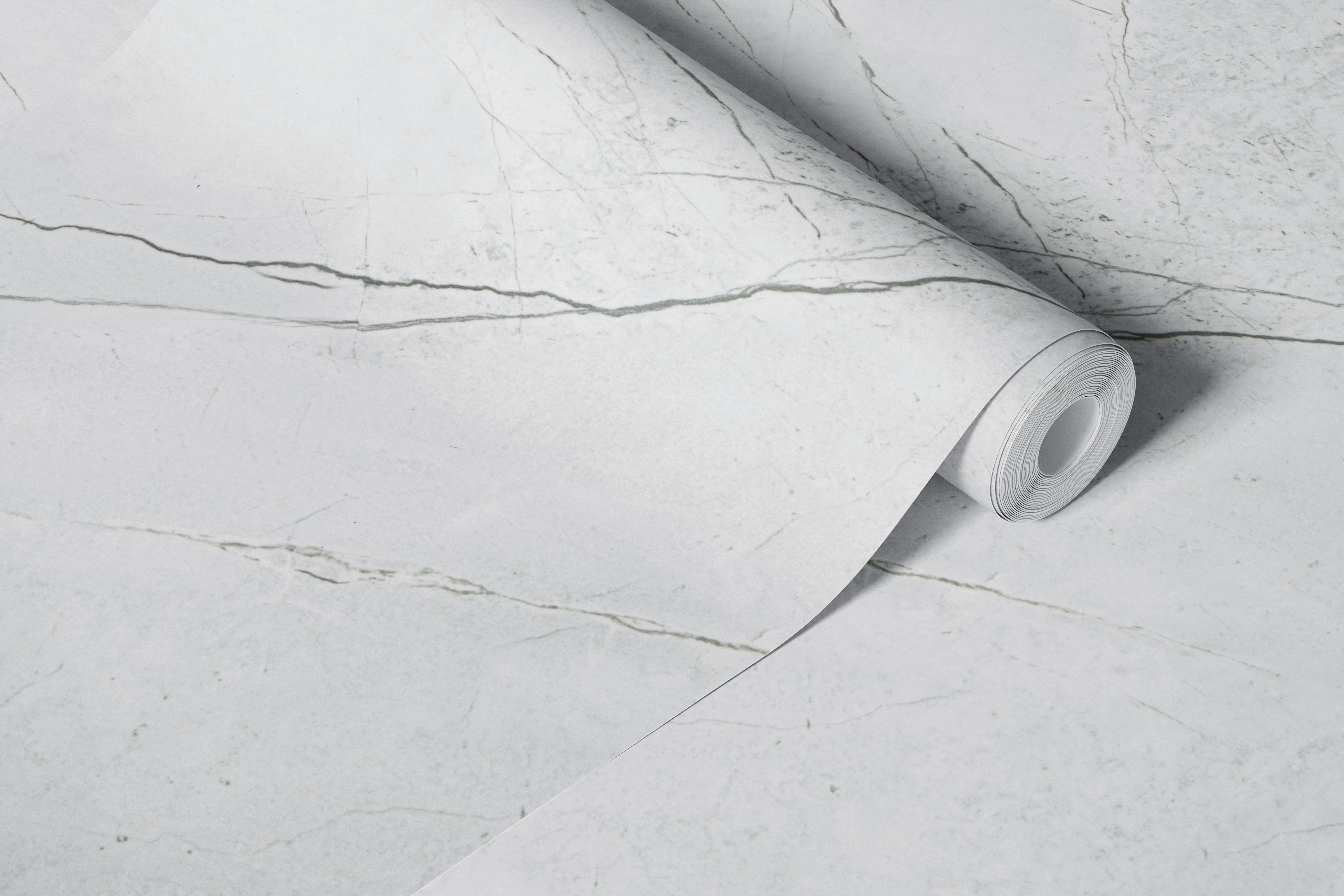 White marble wallpaper with gray veining patterns