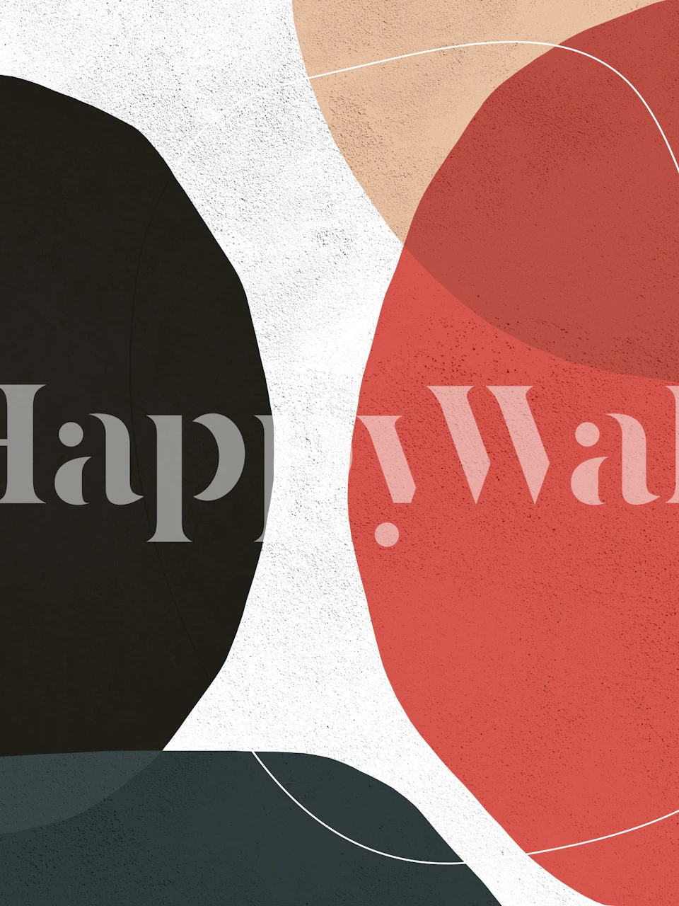 Orange and black abstract wallpaper in a room