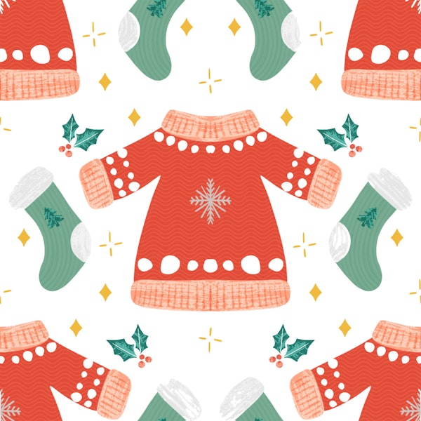 Cozy Christmas Sweater Pattern White