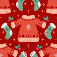 Cozy Christmas Sweater Pattern Red tapeta