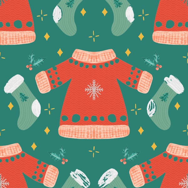 Cozy Christmas Sweater Pattern Green