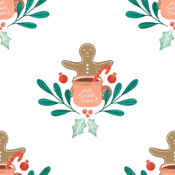Cozy Christmas Gingerbread Hot Cocoa pattern