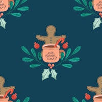 Cozy Christmas Gingerbread Hot Cocoa Navy tapeta