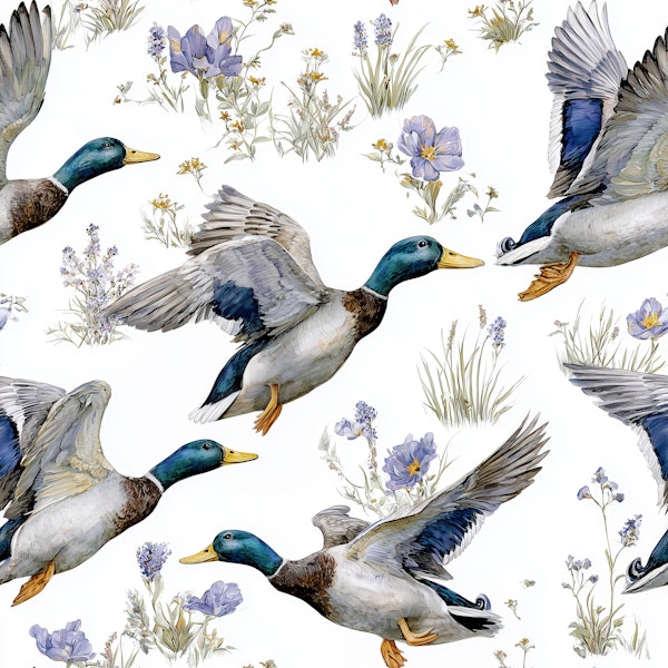Flying Ducks and Wildflowers