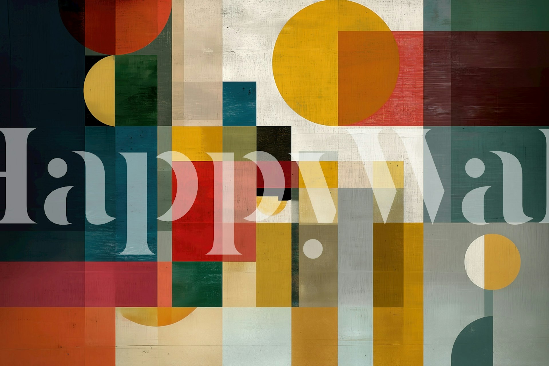 Geometric abstract wallpaper design in a room