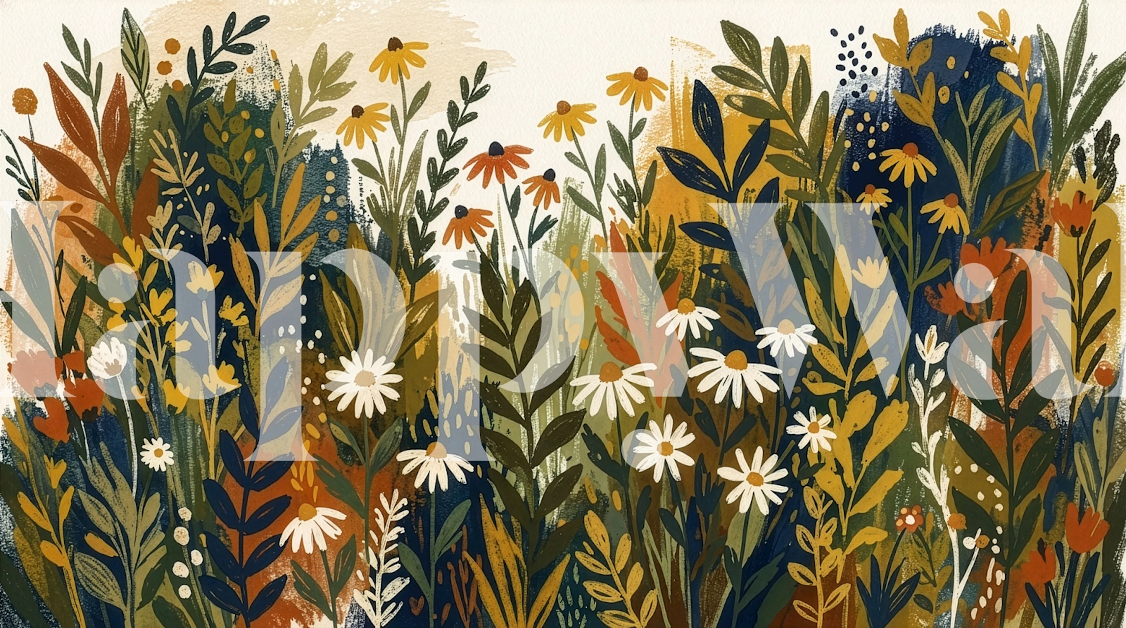 Rustic Blooms Retreat wallpaper in a room