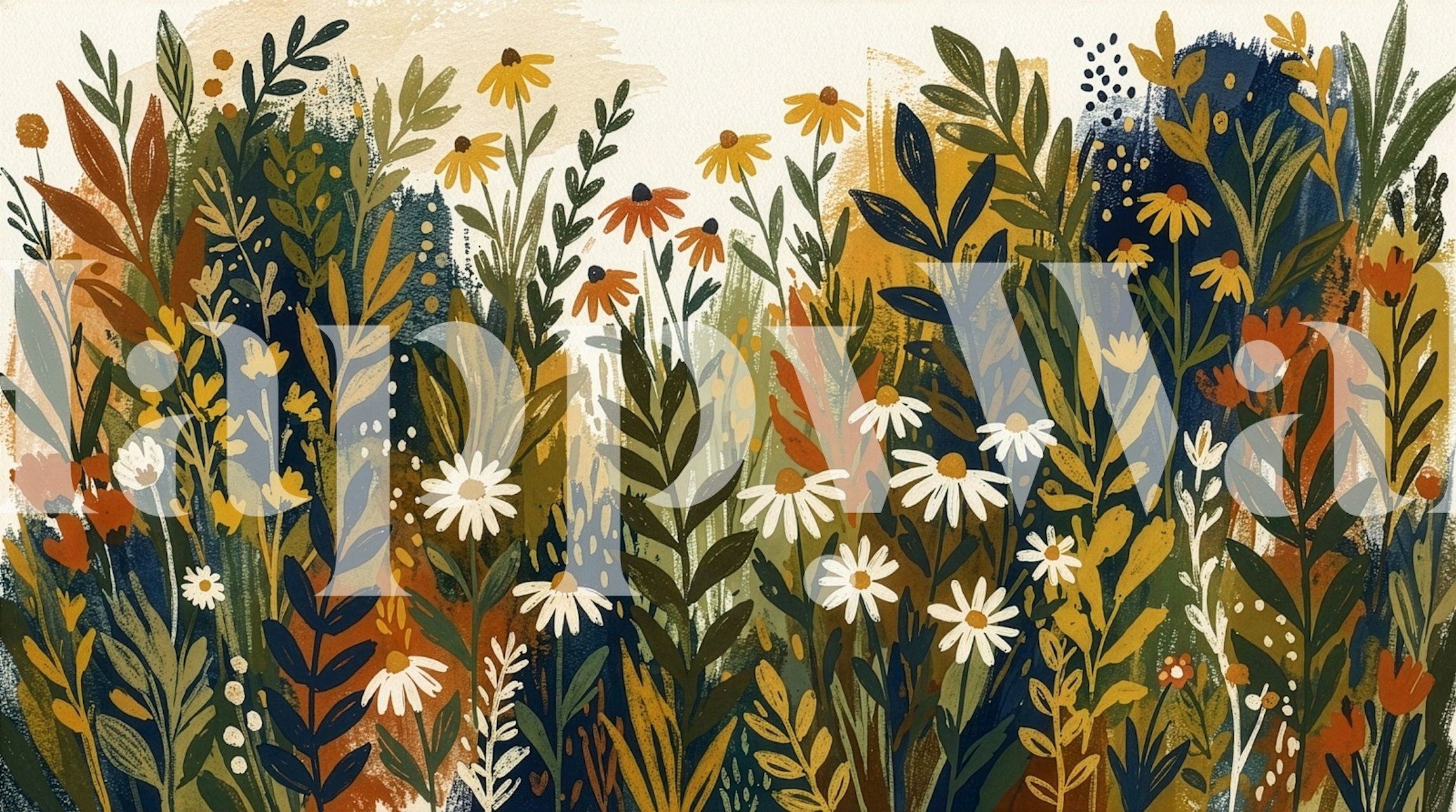 Rustic Blooms Retreat wallpaper in a room