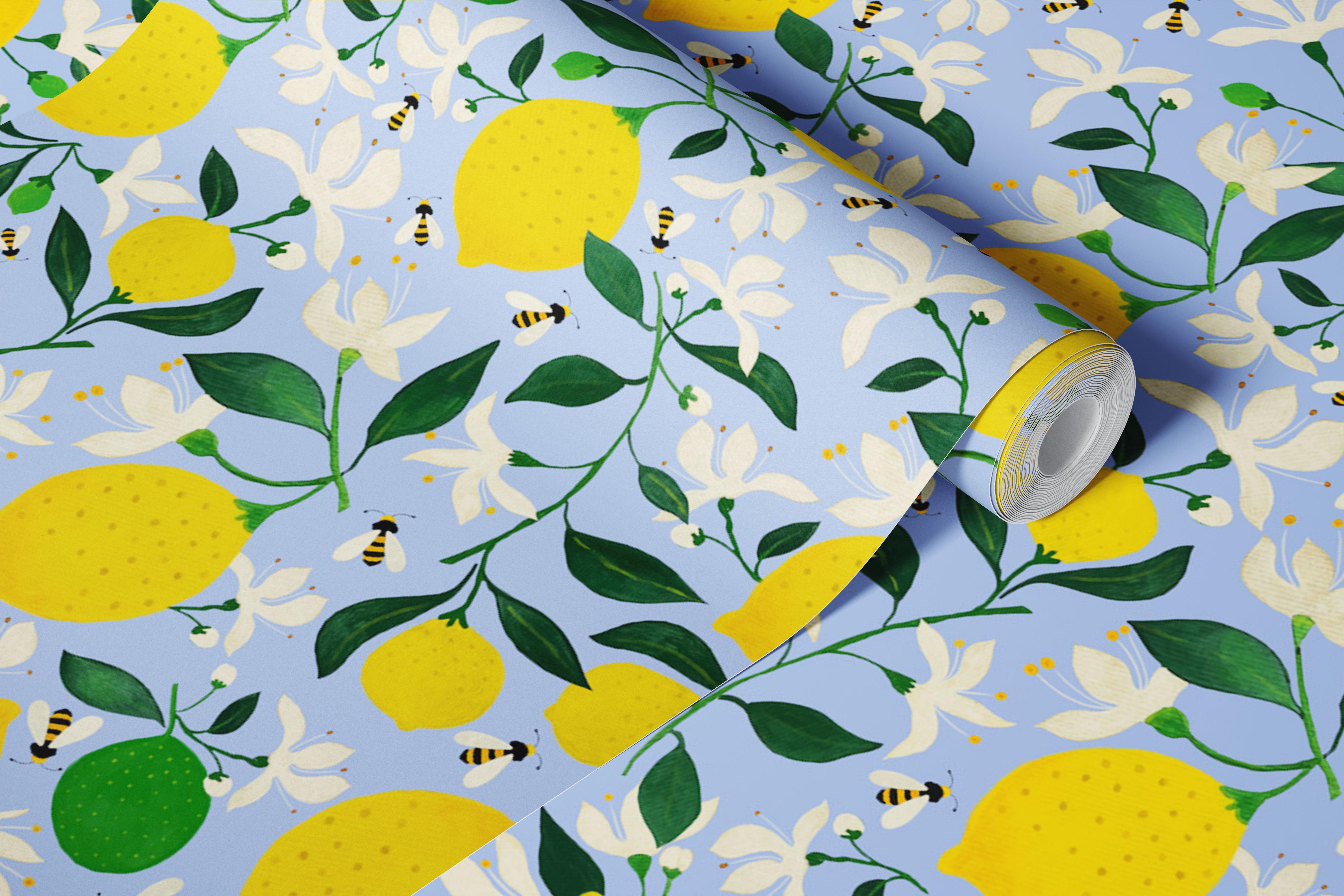 Vibrant Citrus Garden wallpaper in a room