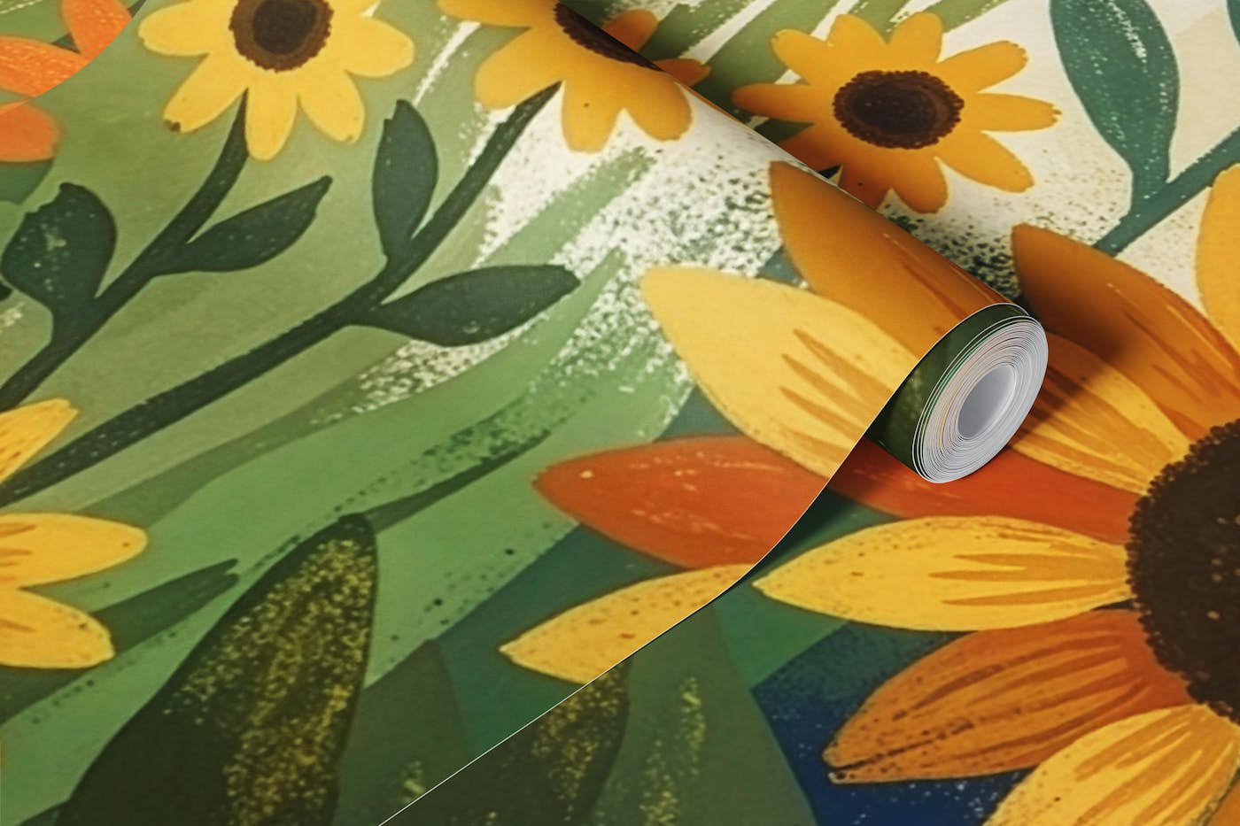Golden Sunflower Garden wallpaper roll