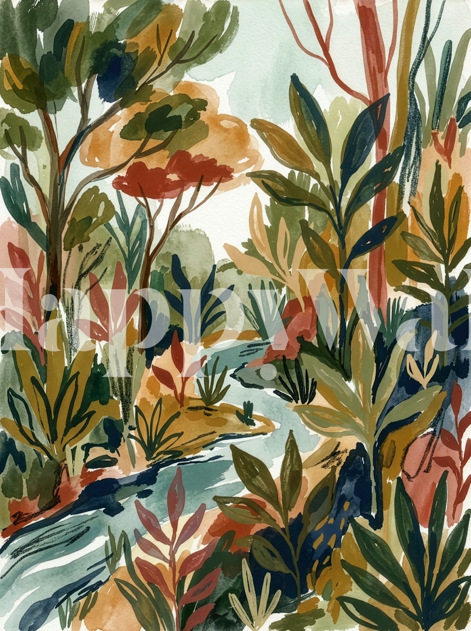 Vibrant Leafy Haven wallpaper in a room setting