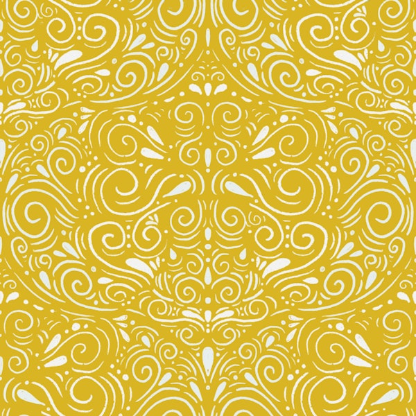 Nutcracker Tales - elegant swirls on mustard