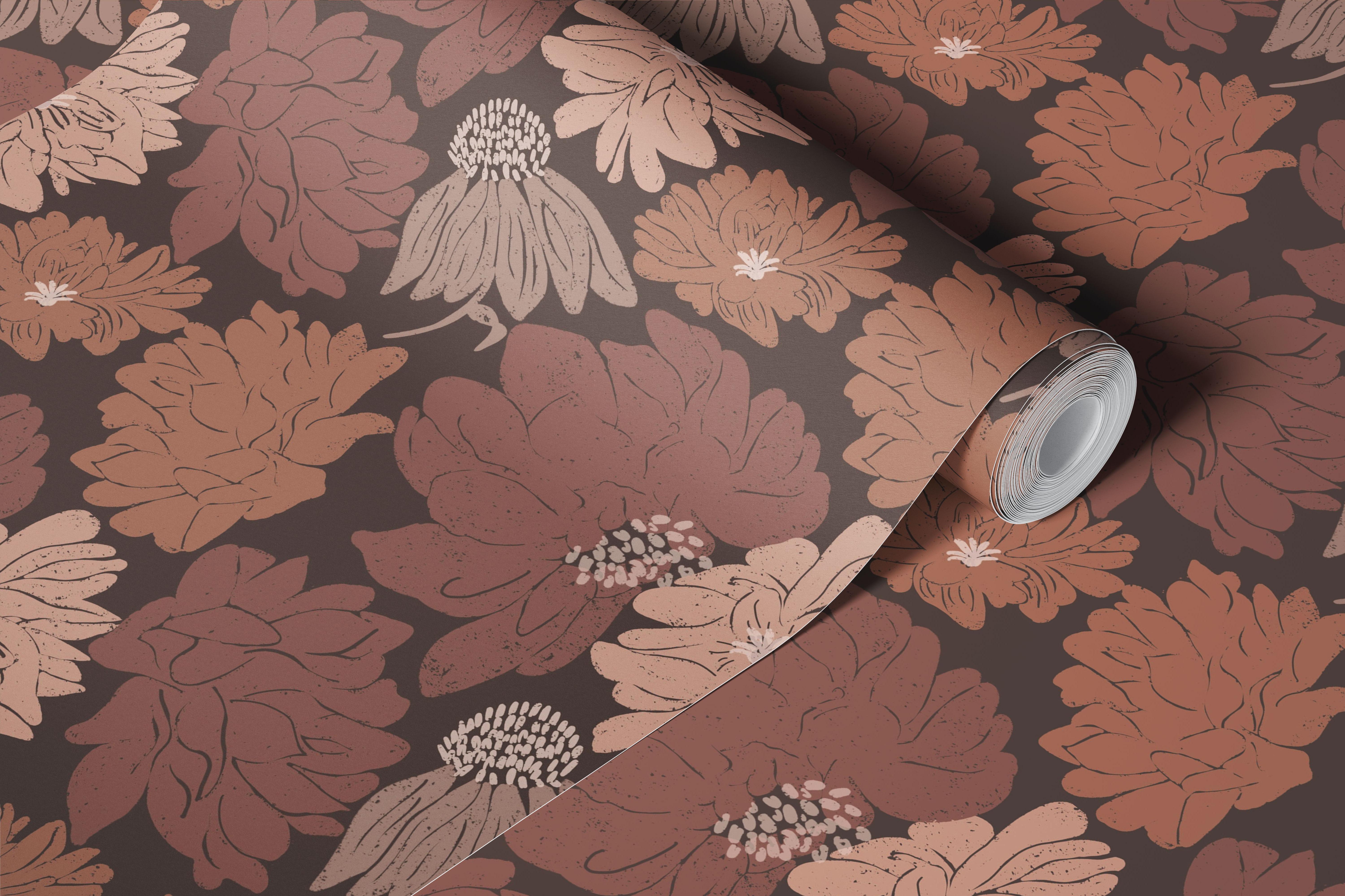 Mocha Petals Delight wallpaper in a room