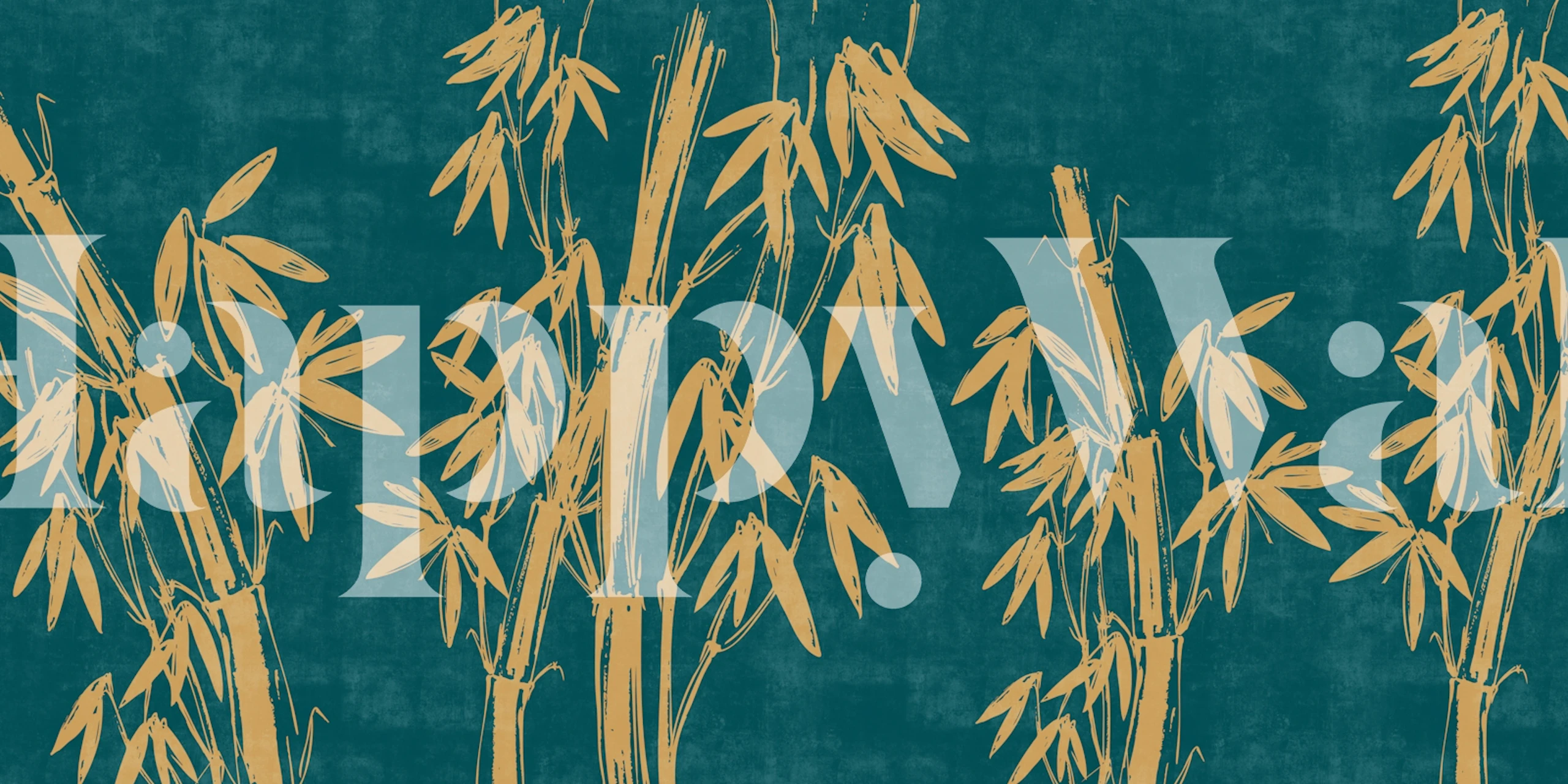 Golden Bamboo Bliss -tapettisuunnittelu huoneessa