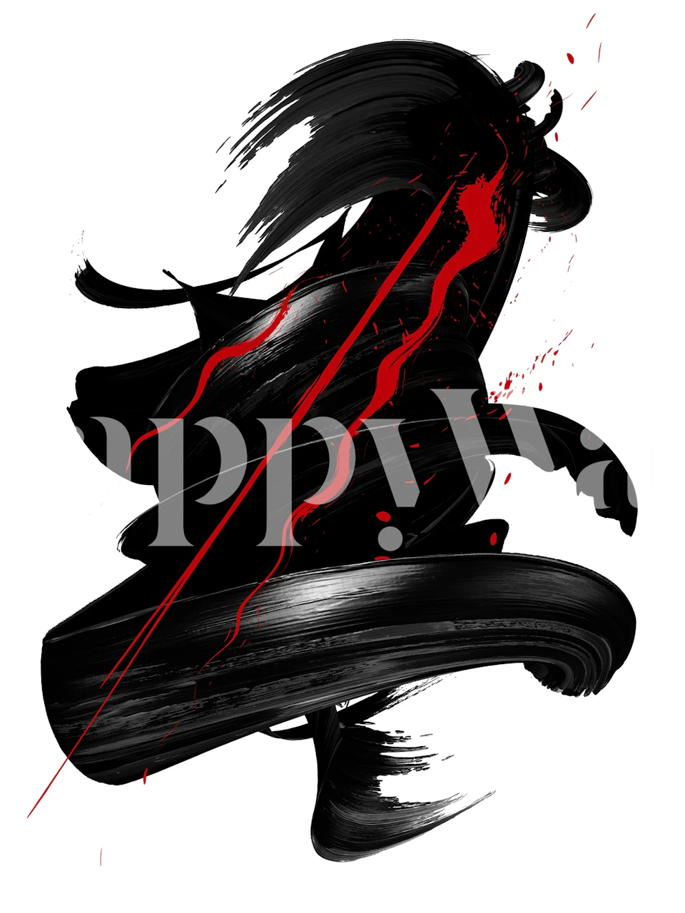 Brush Ink Japan Tapete in einem Raum