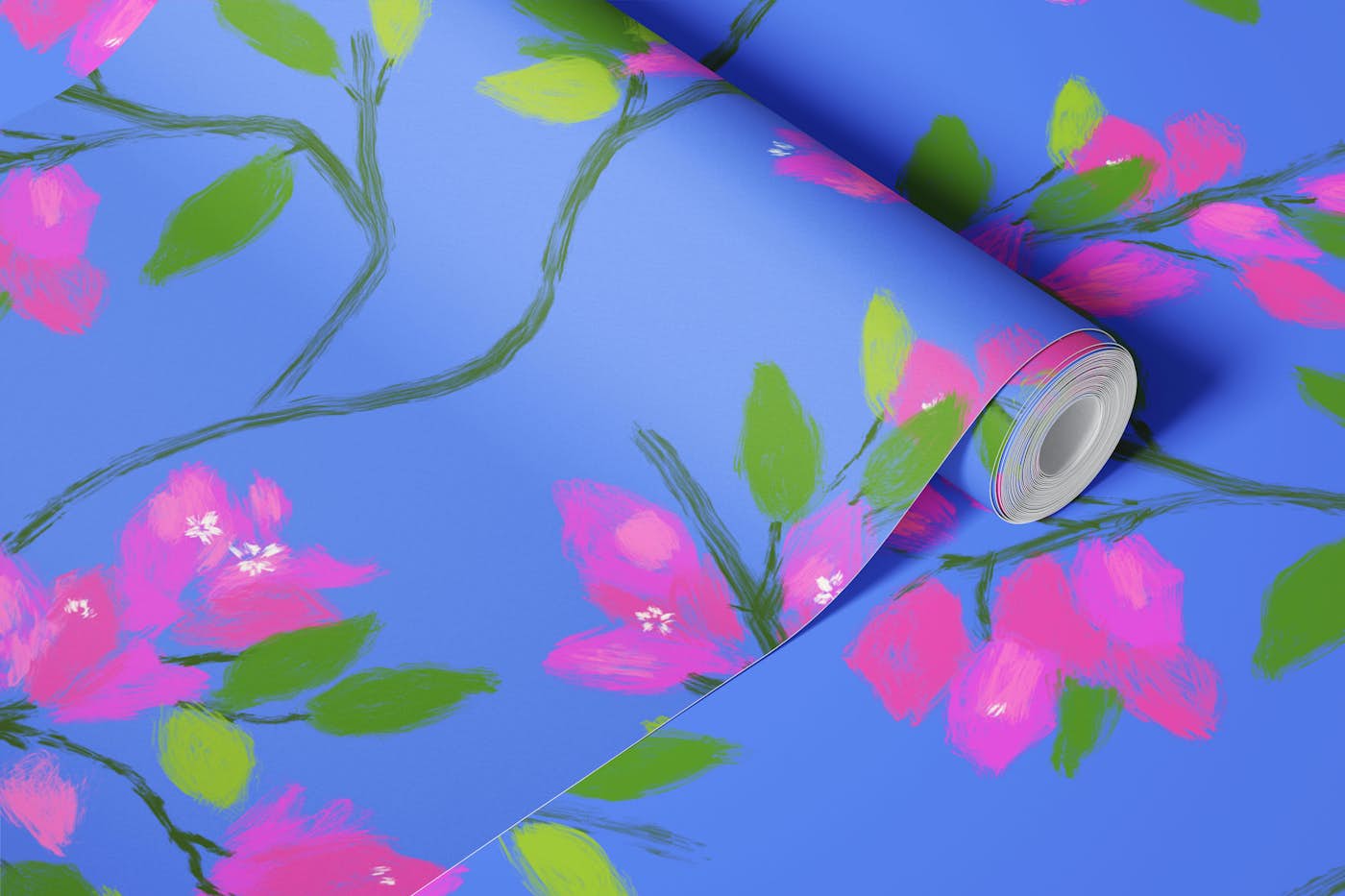Bougainvillea trailing floral bright leaf sky wallpaper roll