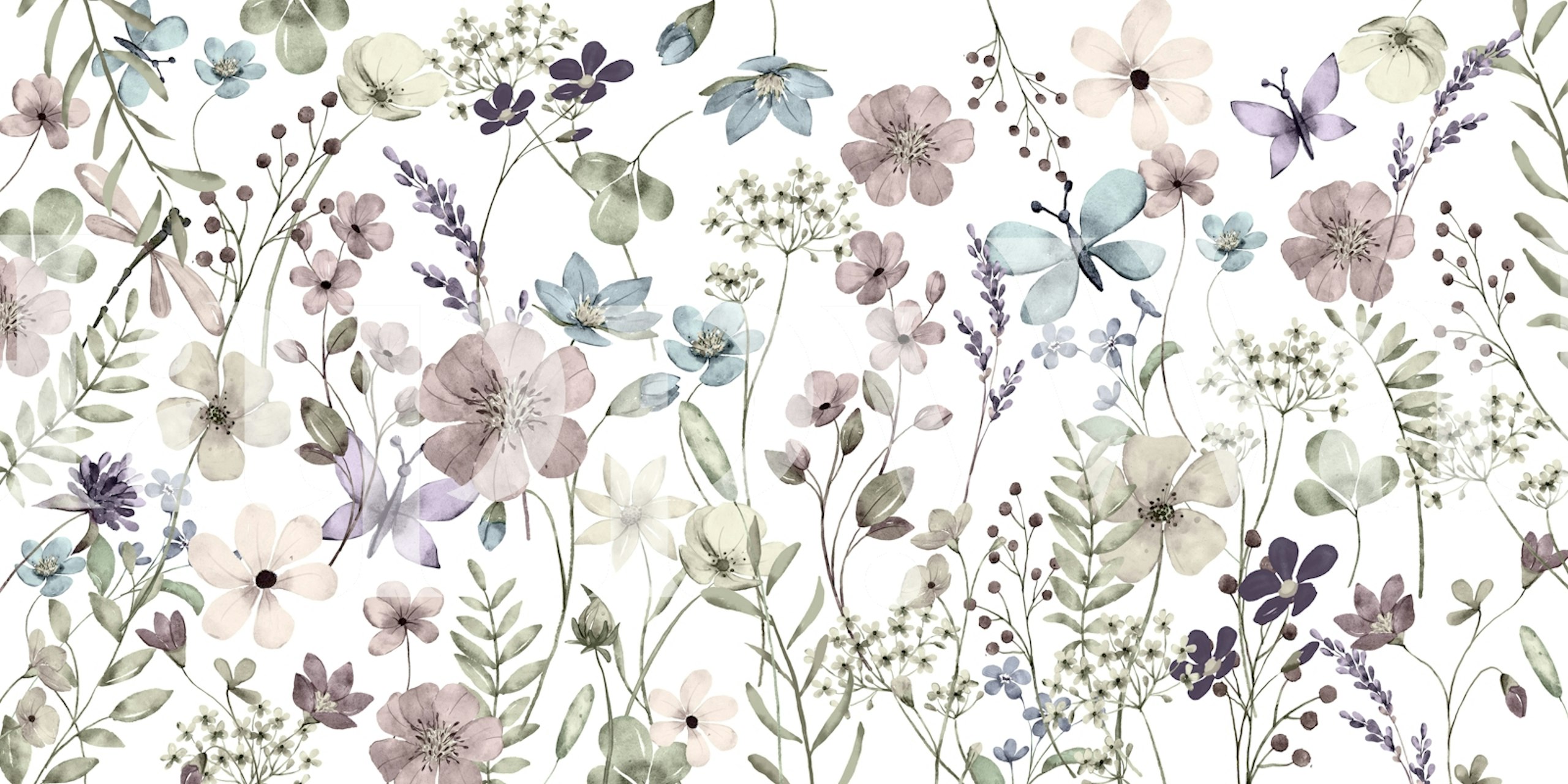 Floral paradise lilac mood behang in een kamer