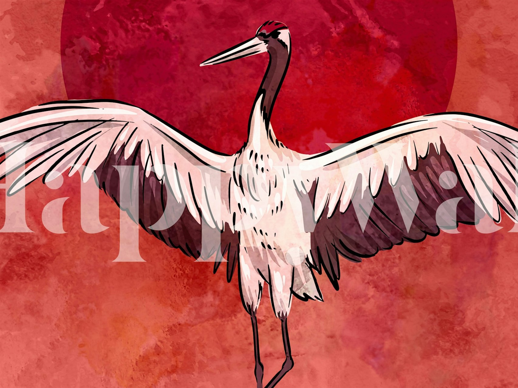 Japanese Crane Serenity-tapet i et rom