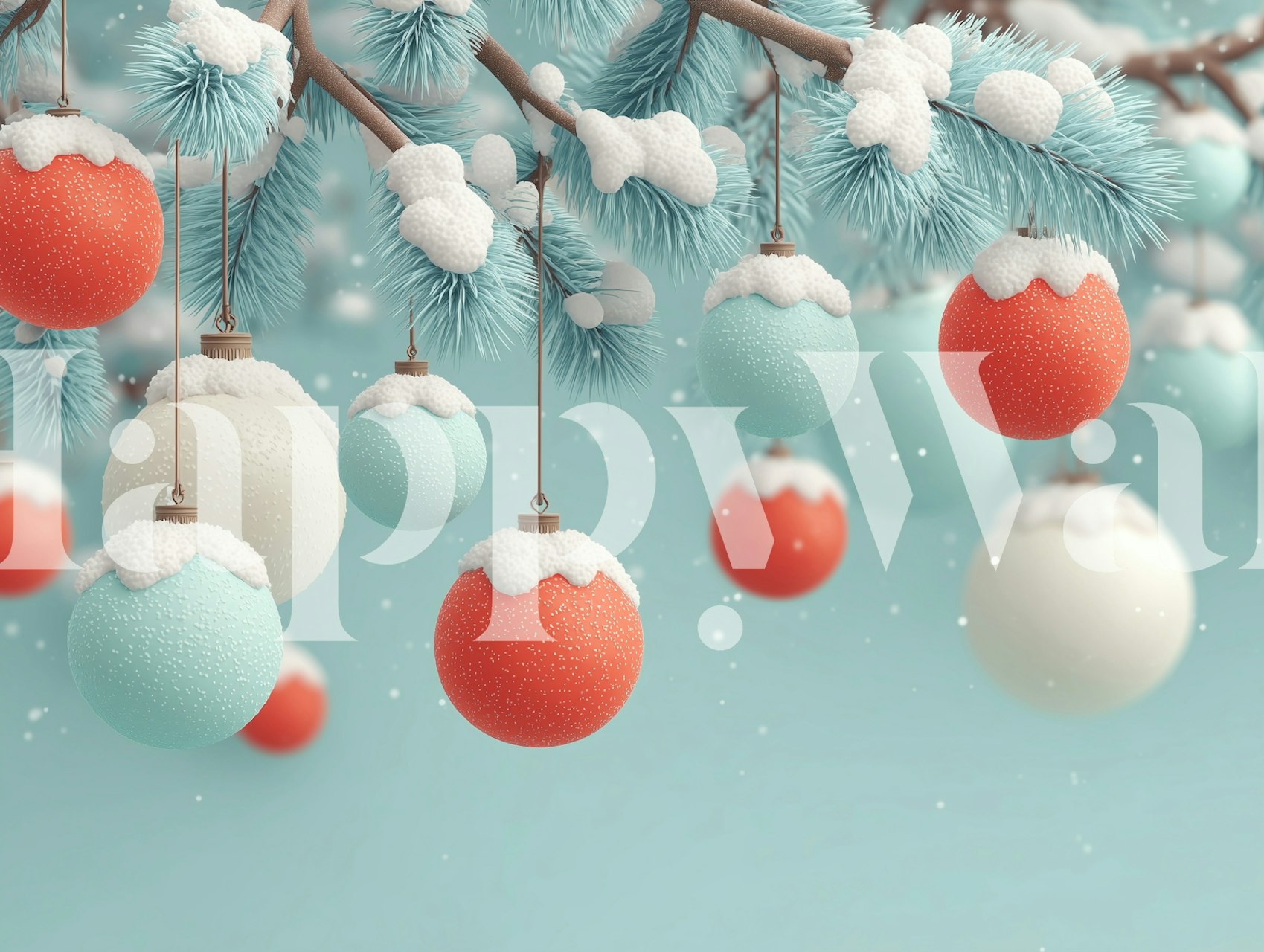 Frosted Holiday Charm wallpaper with ornaments