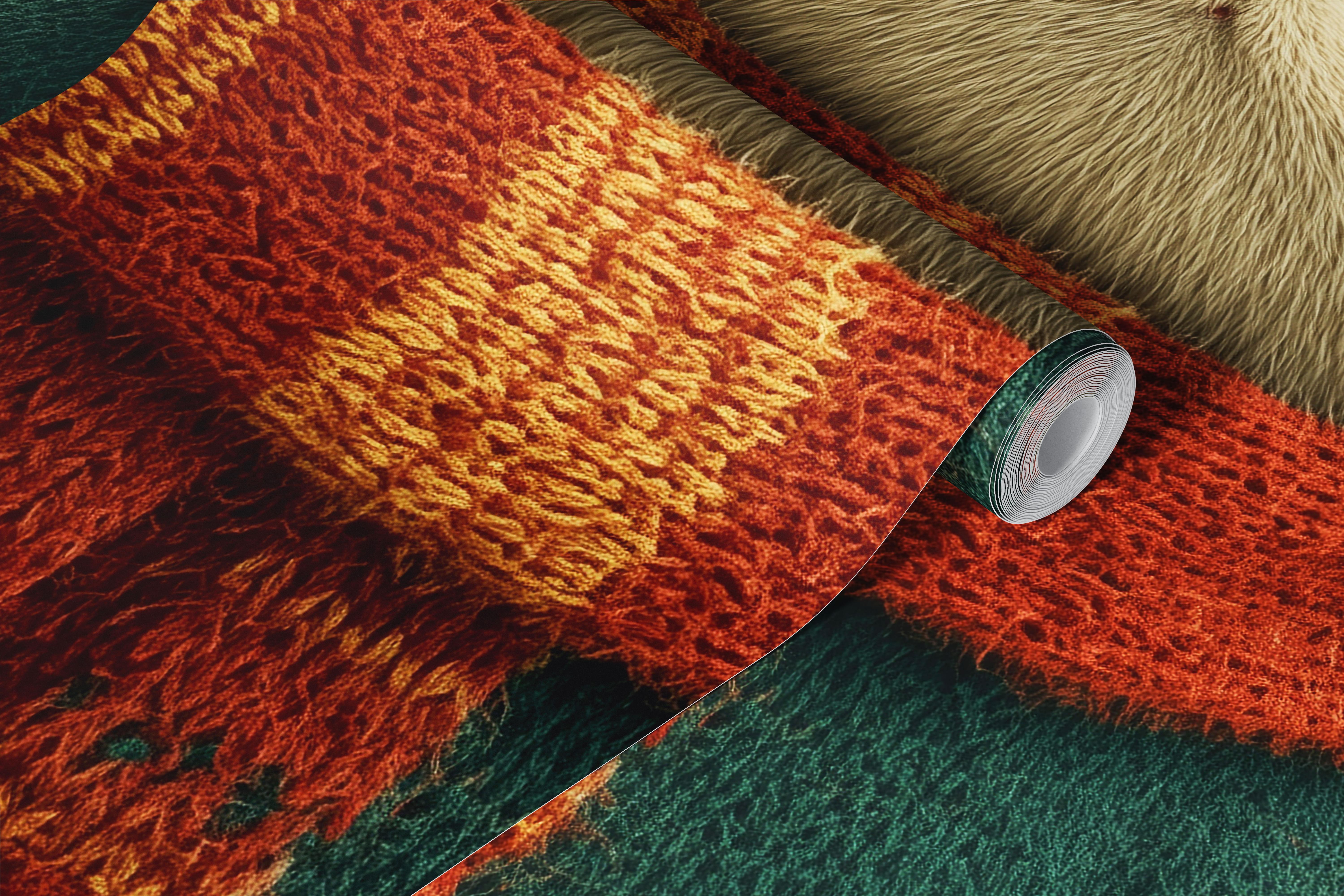 Cozy cat in winter wear wallpaper