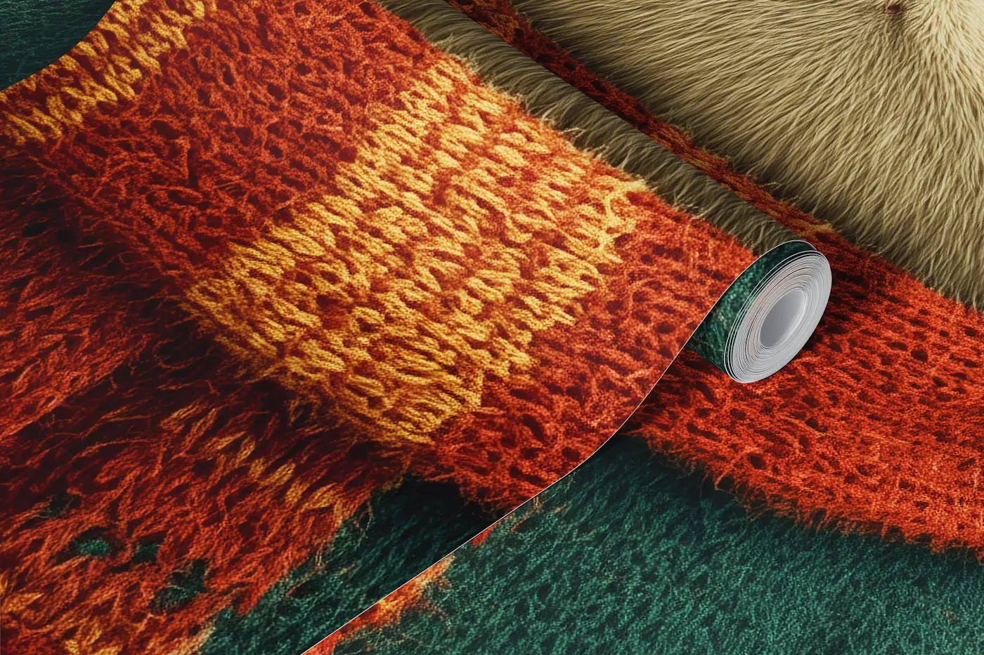 Cozy Cat in Winter Wear wallpaper roll