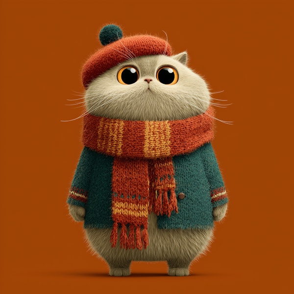 Cozy Cat in Winter Wear