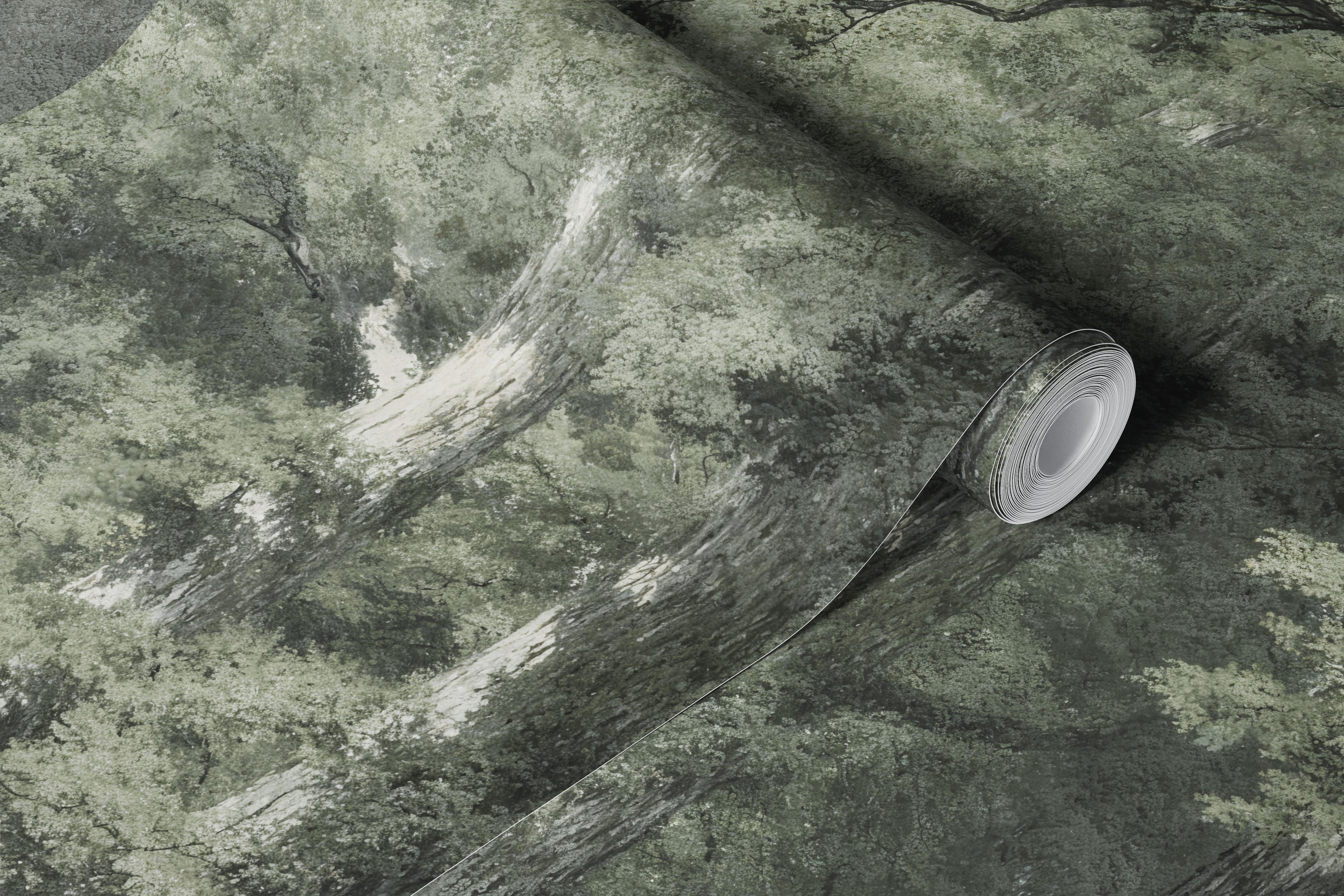 Peaceful forest wallpaper in a room