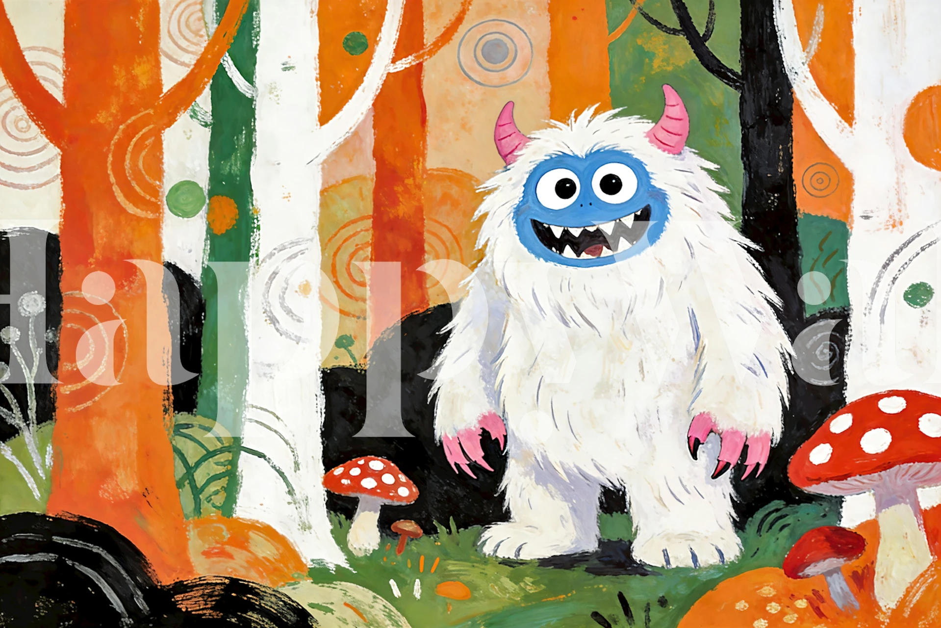 Furry Forest Friend papel de parede em um quarto