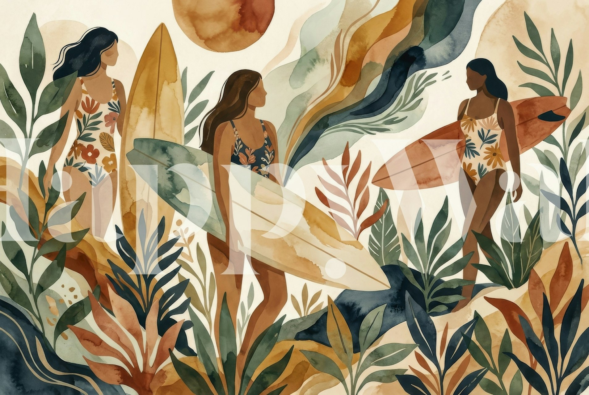 Papel de parede Island Surfer Scene en una habitación