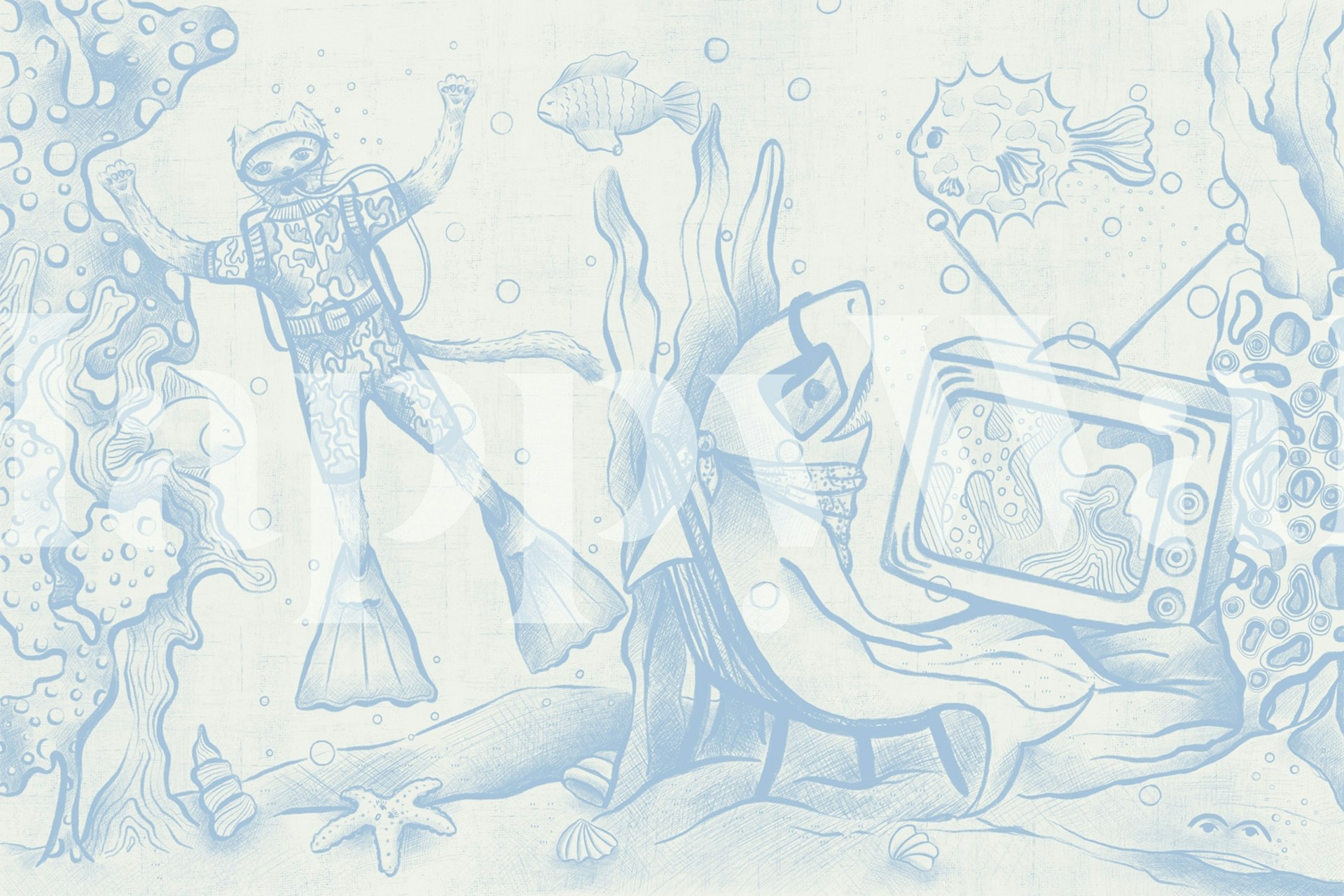 Surreal Retro Underwater wallpaper design