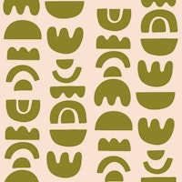 Organic Mid-Century Shapes Olive on Sand papel de parede