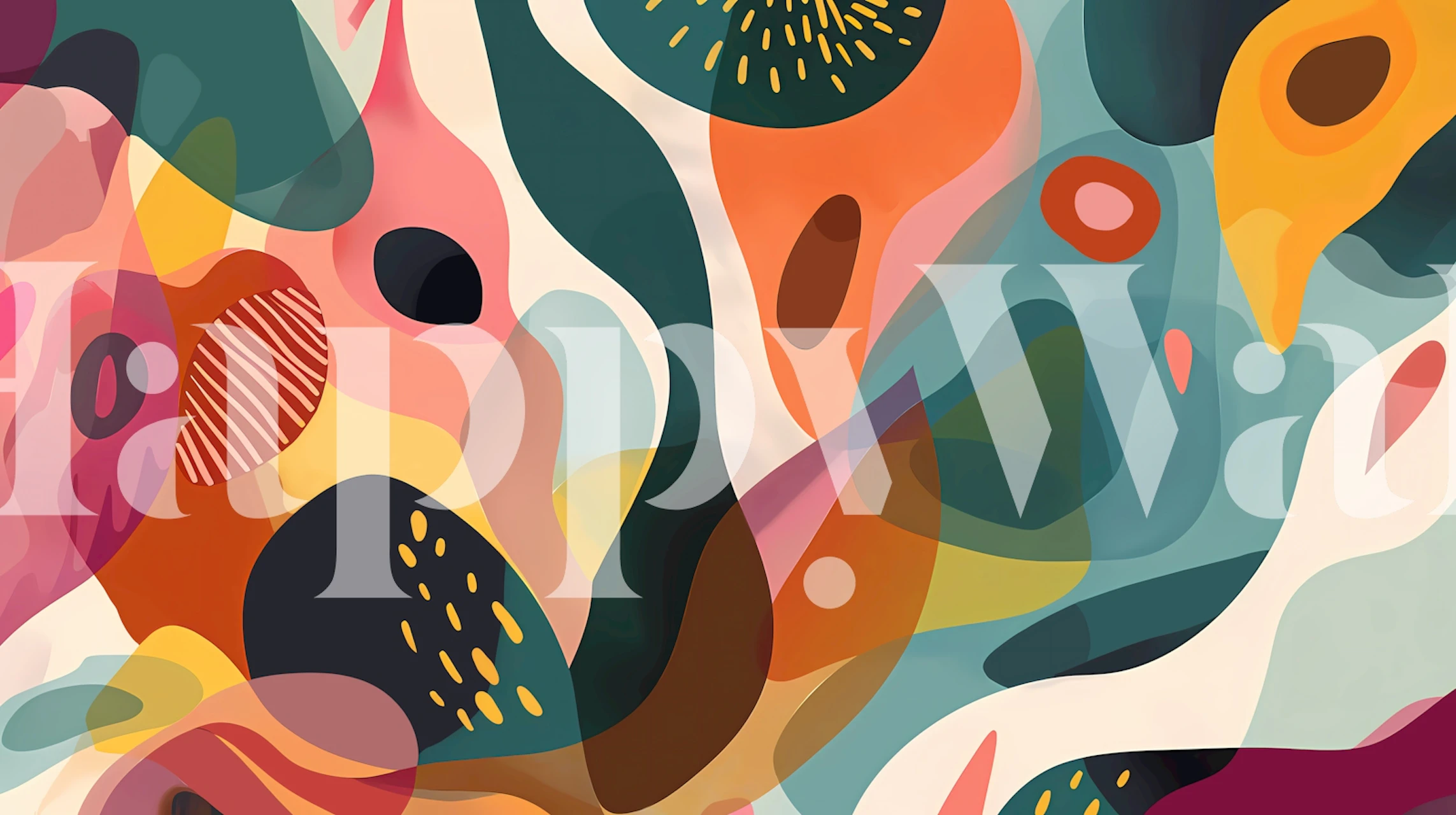 Fargerik abstrakt tapet i et rom