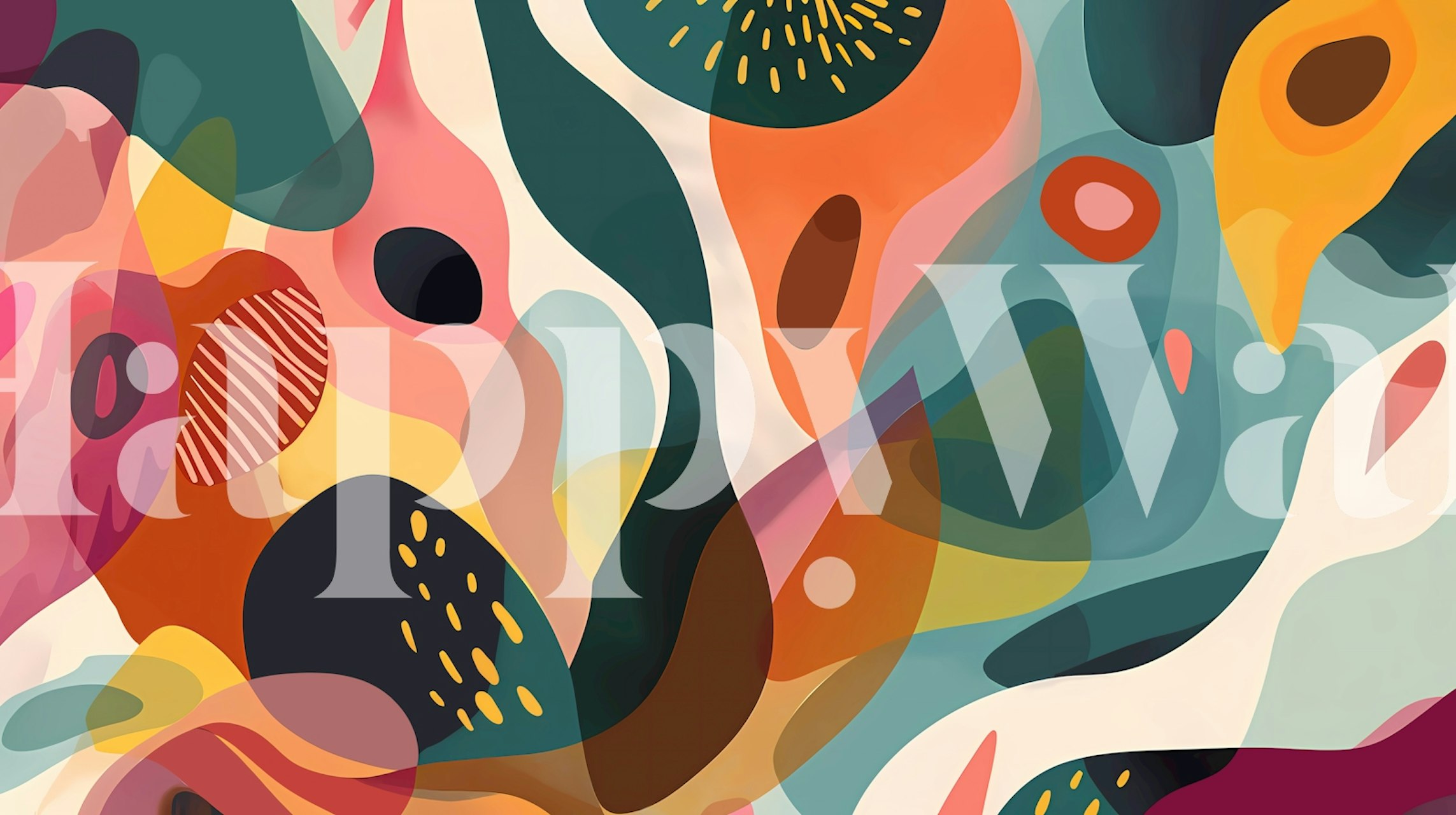 Colorful abstract wallpaper in a room